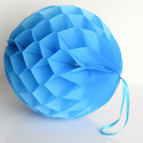 Fiesta blue paper honeycomb - hanging party decorations - Decopompoms