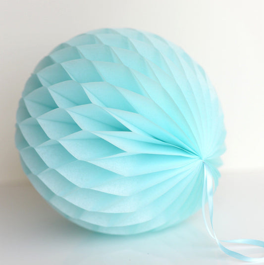 Light blue paper honeycomb - hanging party decorations - Decopompoms