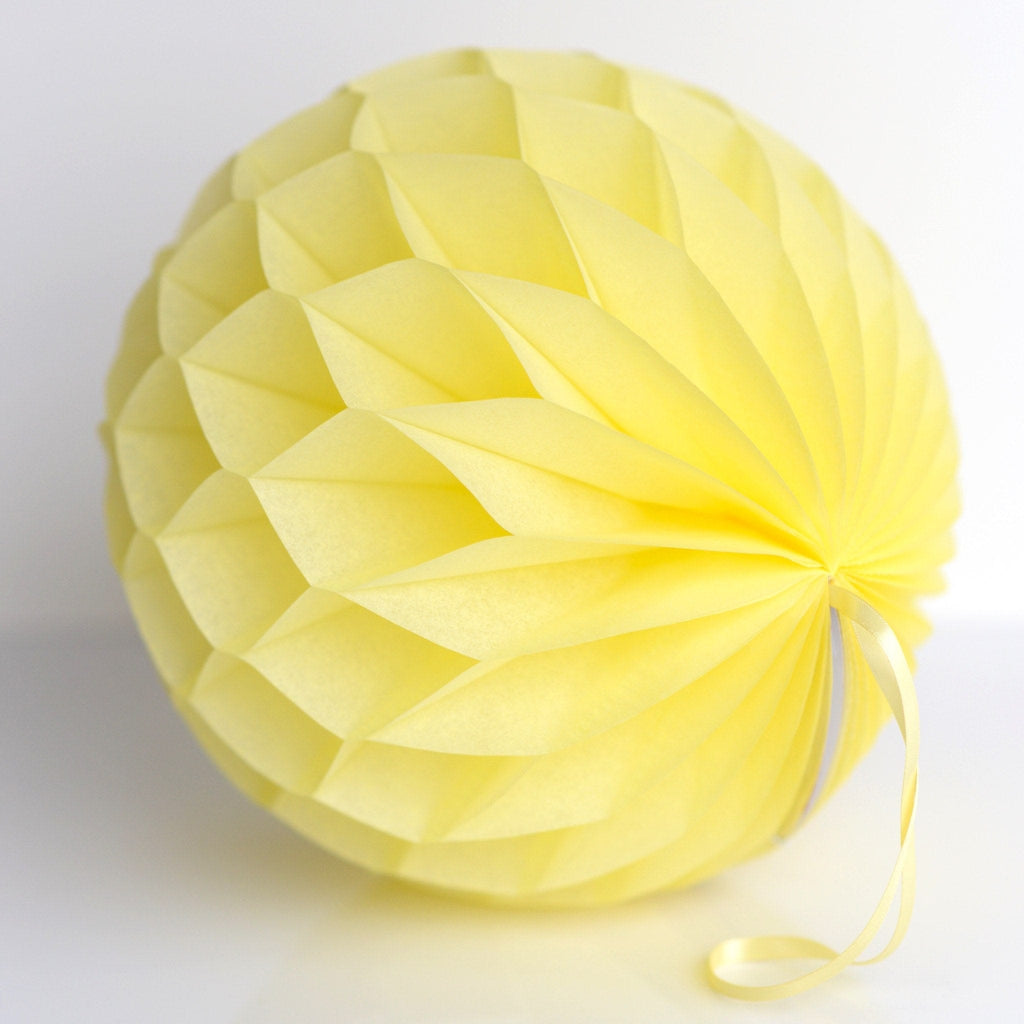Light yellow paper honeycomb - hanging party decorations - Decopompoms