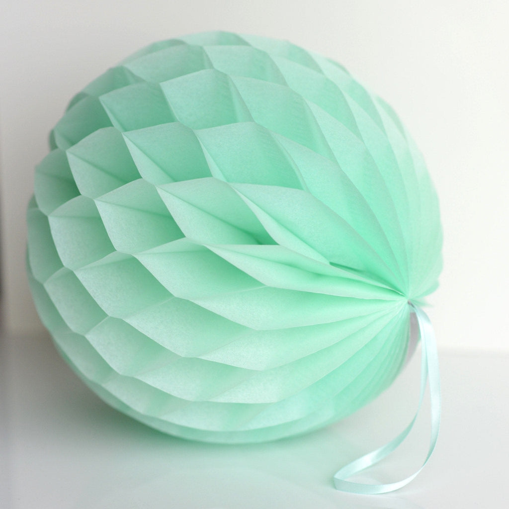 Mint paper honeycomb - hanging party decorations - Decopompoms