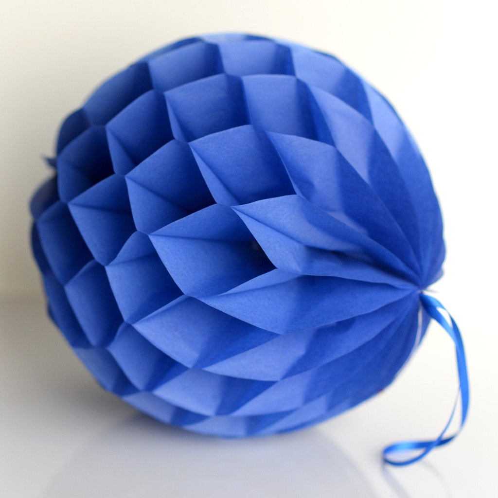 Parade blue paper honeycomb - hanging party decorations - Decopompoms