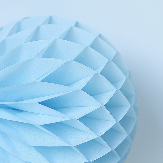 Powder blue paper honeycomb - hanging party decorations - Decopompoms