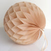 Tan paper honeycomb - hanging party decorations - Decopompoms