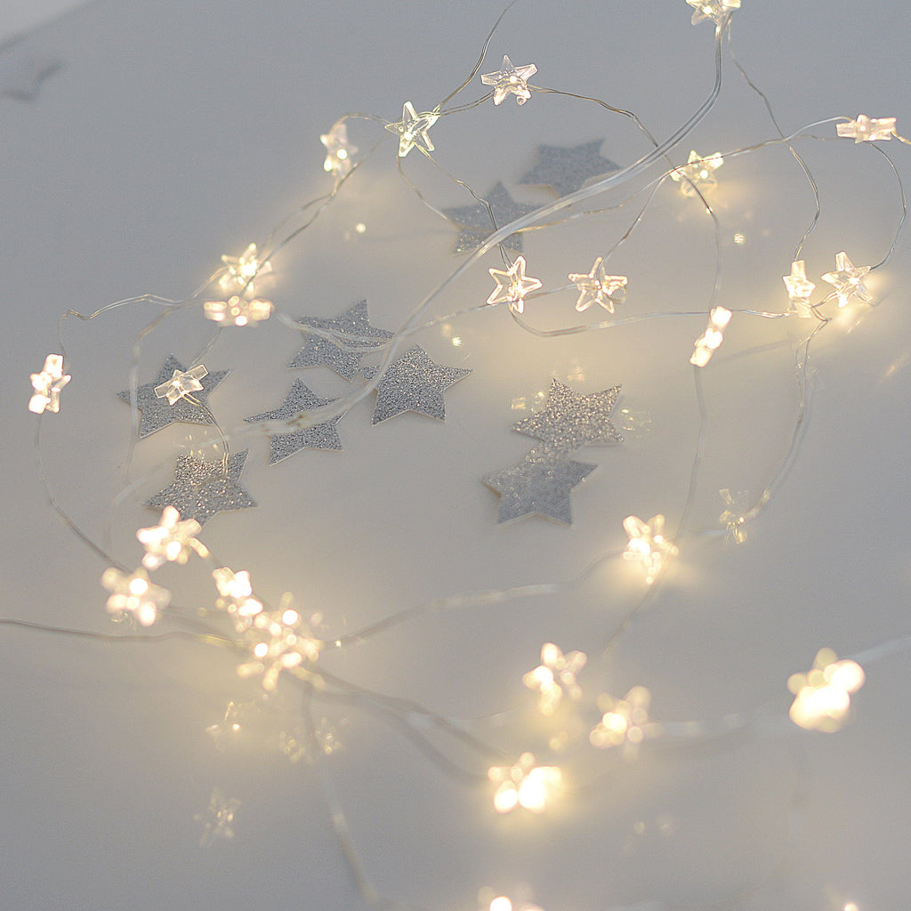 Wire star fairy string led lights - micro drop led 2m - 40 leds -Fairy Led string lights - micro drop led 2m - 40 leds -Battery Operated - Decopompoms