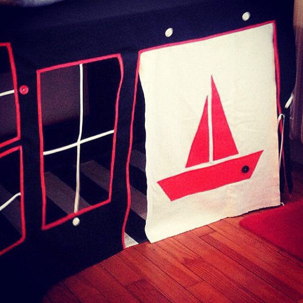 Kids party table cover - Playhouse - "Celebrating ship" - navy - Decopompoms - party decoration boutique