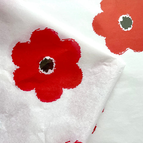 Flowers at Large tissue paper sheets | poppy flowers gift wrap paper - Decopompoms