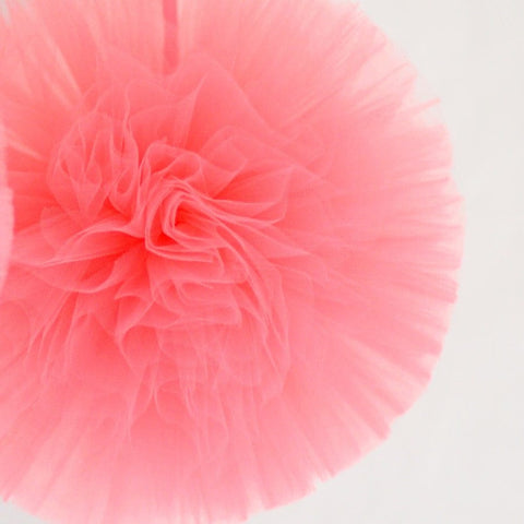 Blue Tulle Pom-Poms, 12in, 3ct - Oh Baby! Boy