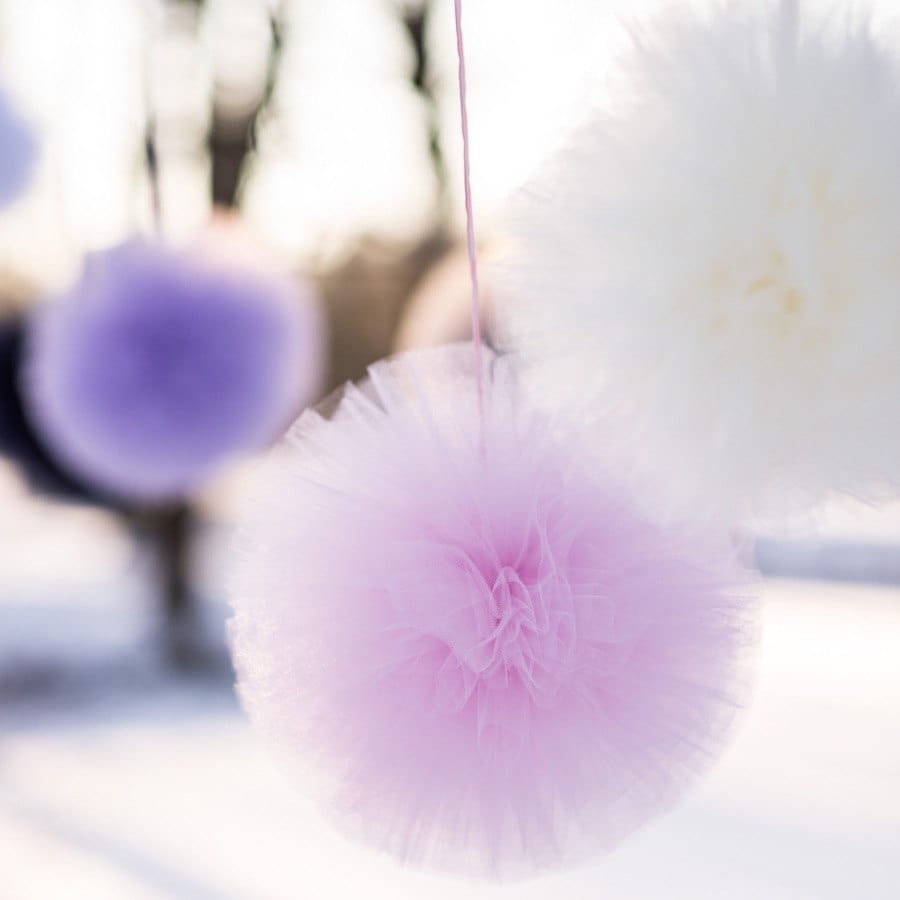 Ivory tulle pom pom - Decopompoms
