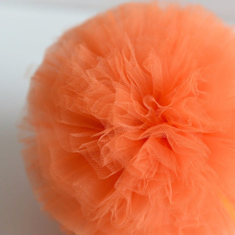 Orange tulle pom pom - Decopompoms