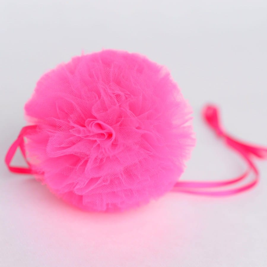 Hot pink tulle pom pom - Decopompoms