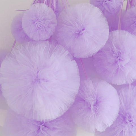 Lavander tulle pom poms set - Decopompoms